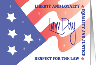 Hand Lettered Law Day with Rippling American Flag’s Stars and Stripes card