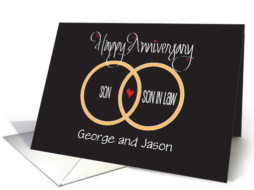 Hand Lettered Custom Wedding Anniversary Gay Son and Son in Law card