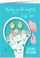 Easter for Great Niece and Husband with Easter Egg Basket and Chicks card