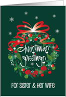 Christmas for Sister and Her Wife Holiday Wreath Christmas Greetings card