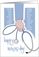 Nurses Day 2025 Male Nurse with Hand Holding Stethoscope with Heart card