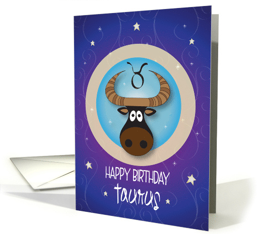 Hand Lettered Birthday for Zodiac Sign Taurus The Bull and Stars card