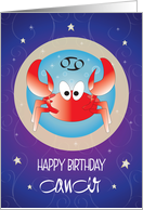 Hand Lettered Birthday Zodiac Sign Cancer the Crag Bubbles and Stars card