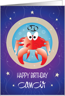 Hand Lettered Birthday Zodiac Sign Cancer the Crag Bubbles and Stars card