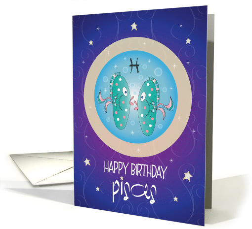 Hand Lettered Birthday for Zodiac Sign Pisces Double Fish... (1660942)