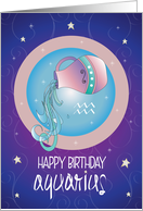 Hand Lettered Birthday for Zodiac Sign Aquarius The Water Bearer card