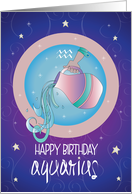 Hand Lettered Birthday for Zodiac Sign Aquarius The Water Bearer card