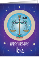 Hand Lettered Zodiac Birthday for Libra Sign of the Balanced Scales card
