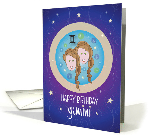 Hand Lettered Zodiac Birthday for Gemini The Twins Horoscope Sign card