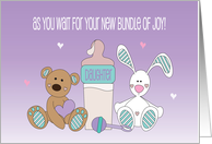 Hand Lettered Pregnancy Congratulations for Daughter Bear and Bunny card