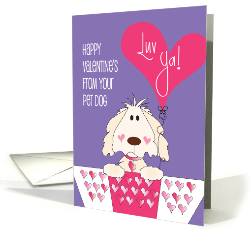 Hand Lettered Valentine's Day from Pet Dog Luv Ya Crimson Hearts card