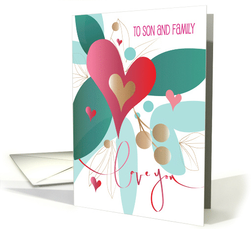 Hand Lettered Valentine's Day Son and Family with Heart Flower card