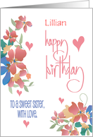 Birthday From Brother to Sister with Custom Name and Floral Bouquets card