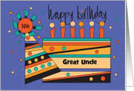 Hand Lettered Birthday Great Uncle Custom Relative and Age with Cake card