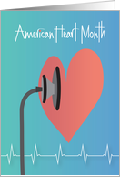 Hand Lettered American Heart Month Large Heart and Listening Device card