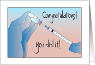 Hand Lettered Congratulations for Getting Covid Vaccine with Syringe card