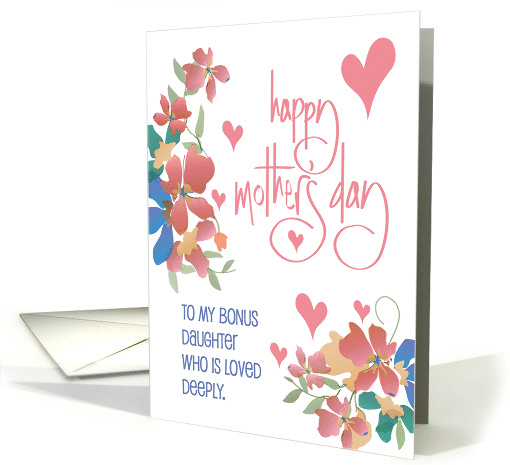 Hand Lettered Mother's Day for Bonus Daughter with Floral... (1681532)