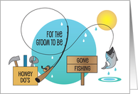 Wedding Shower for Groom to Be Toolbox and Fishing Rod with Fish card