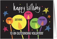 Birthday for Volunteer with Colorful Candles and Flames with Stars card