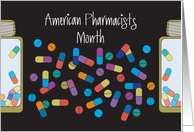 Hand Lettered American Pharmacists Month with Prescription Bottles card