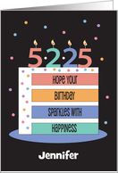 5-2-2025 Birthday Rainbow Cake Slice Number Candles Custom Name card