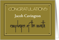 Business Employee of the Month Congratulations with Custom Name card