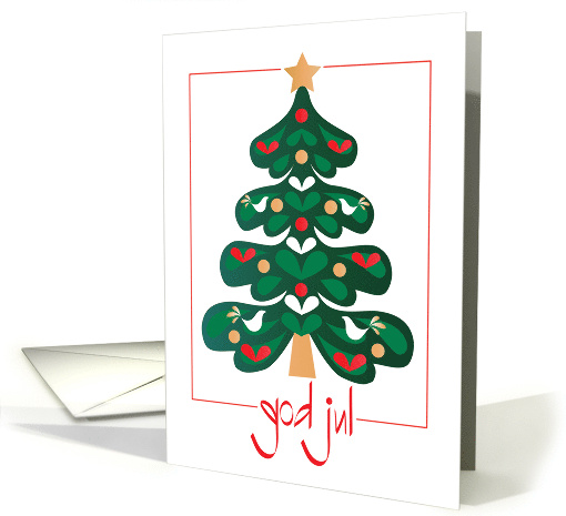Swedish Christmas with Decorated Tree Svenska Julgran med Duvor card