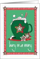 Hand Lettered Christmas Hug in a Mug for Barista Mug with Star Cookies card