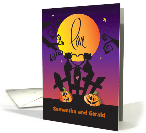 Halloween Wedding Congratulations Two Cats Heart Tails... (1745156)