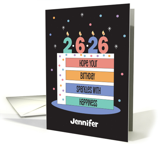 Rainbow Birthday Cake with 2-6-26 Birthdate Candles and... (1746608)