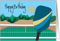 Birthday for Favorite Pickleball Player with Paddle and Ball on Court card