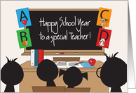 Back to School for Teacher Kids in Class Looking at Teacher’s Desk card