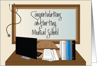 Congratulations on Starting Medical School Desk with Stethoscope card