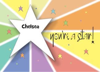 Hand Lettered You're a Star Rainbow Rays and Stars with Custom Name