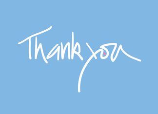 Blue Thank you Note with Hand Lettering
