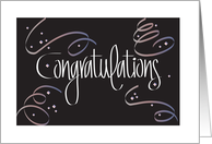 Hand Lettered Business Congratulations Colorful Streamers and Confetti card