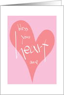 Hand Lettered Miss You, Aunt, Pink Bless your Heart card