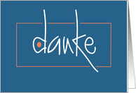 Hand Lettered Danke German Thank you Cobalt Blue Deutsch Karte card