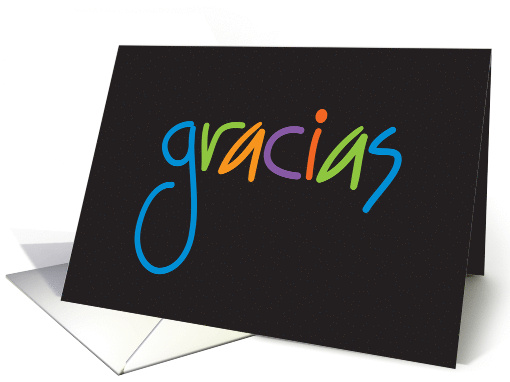 Gracias - Thank you in any language - Pastel Blue Spanish card