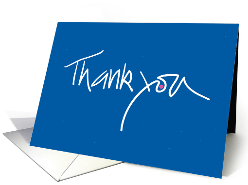 Thank you on Blue, with Hand Lettering and Fuschia Dot card (858777)