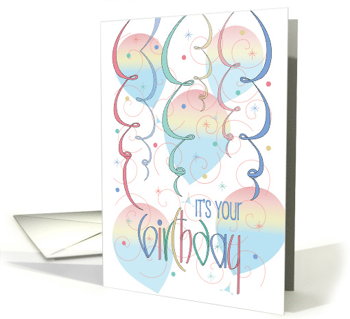 Hand Lettered Birthday Card, Curling Colorful Streamers &... (859213)