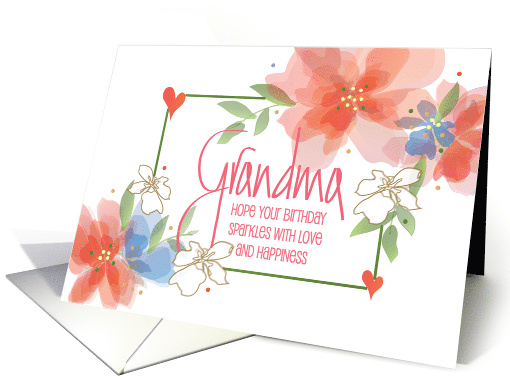 Hand Lettered Birthday for Grandma with Watercolor Flowers... (866568)