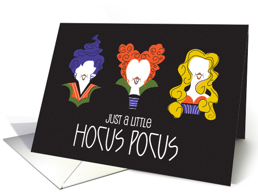 Hand Lettered Halloween Trio of Witches Just a Little Hocus Pocus card