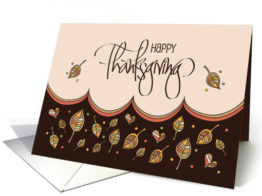 Hand Lettered Thanksgiving Stylized Striped Fall Leaves... (873983)
