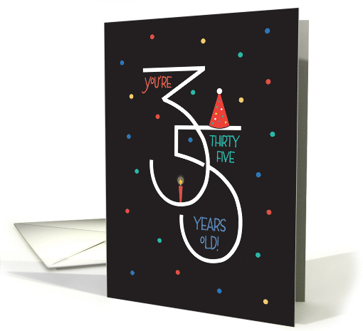 Hand Lettered 35th Birthday for Age Thirty Five Party Hat... (874609)