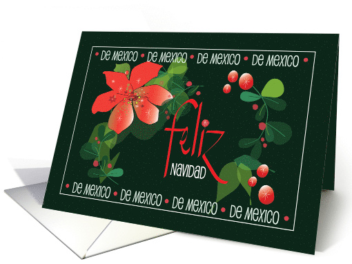 Feliz Navidad Carta Espaol de Mexico con Flora de Pascua Roja card