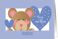 First Valentine’s Day for Grandson Hugs and Kisses Bear with Hearts card