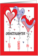 Hand Lettered Valentine for Granddaughter with Vivid Heart Balloons card