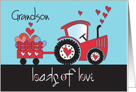 Hand Lettered Valentine for Grandson Loads of Love Red Heart Tractor card