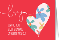 Hand Lettered Valentine’s Day for Great Grandma Love You Floral Heart card